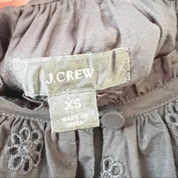 J Crew Reimagined Pom Pom‎ Trim Eyelet Top Black XS Cotton Summer Coquette Tank - Picture 3 of 9